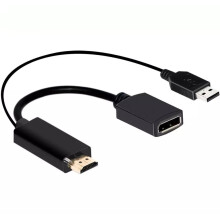 HDMI to DisplayPort Converter Adapter cable HDMI 1.4 HDCP to DisplayPort1.2 with VESA Dual-Mode and USB2.0 Power for laptops