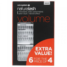 Salon System Naturalash 6-for-4 Medium Black Lashes - Individual Lashes for Thickening & Lengthening, Natural Look (Lasts Up to 4 Weeks)