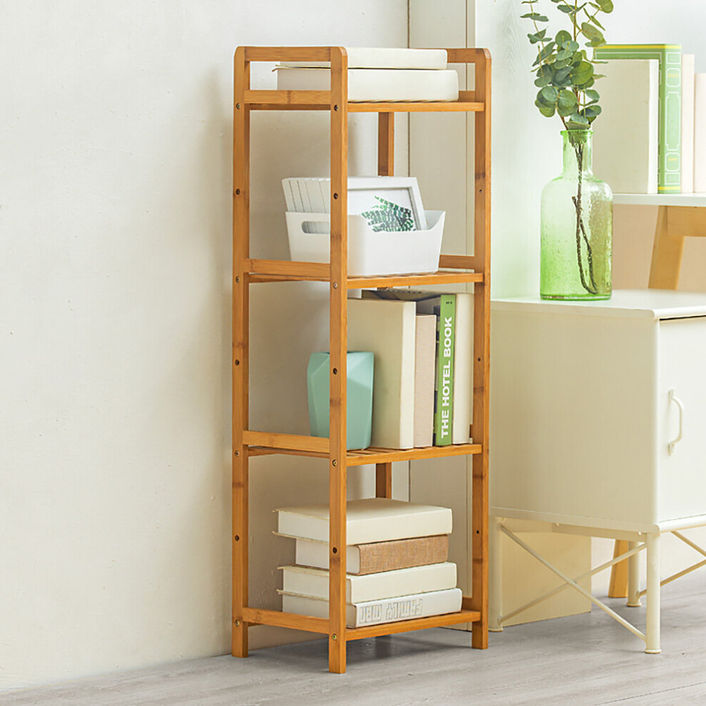 (100*35*25cm-4 Tier) 4/5Tier Bamboo Bookshelf Stand Unit Storage Rack Display Shelving Display Holder