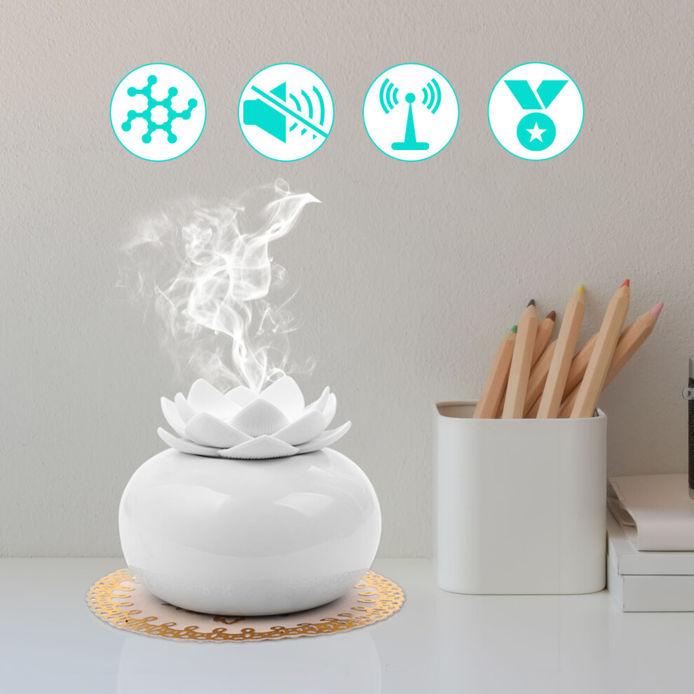 Ceramic Lotus Air Purifier Humidifier Aroma Oil Diffuser 200ml UK