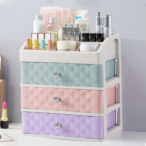 Living And Home 3 Drawer Makeup Cosmetic Organizer Box Dressing Table Tidy Storage Vanity Case 1