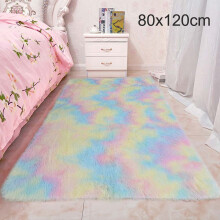 80x120cm Rainbow Fluffy Rugs Mat Dining Room Home Carpet Shaggy Mat