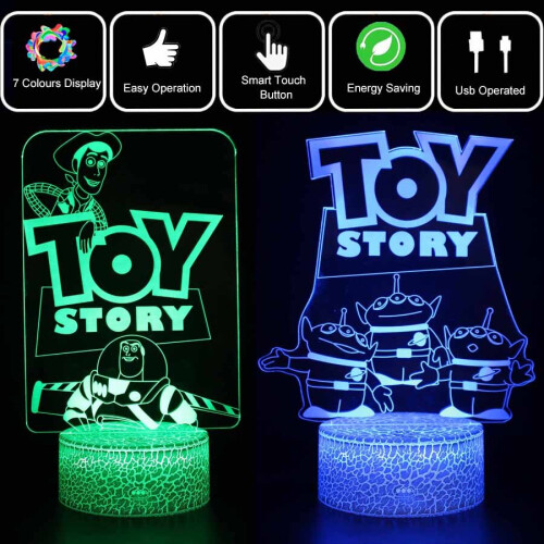 (A) Toy Story 3D LED Night Light 7 Color Touch USB Table Lamp 1