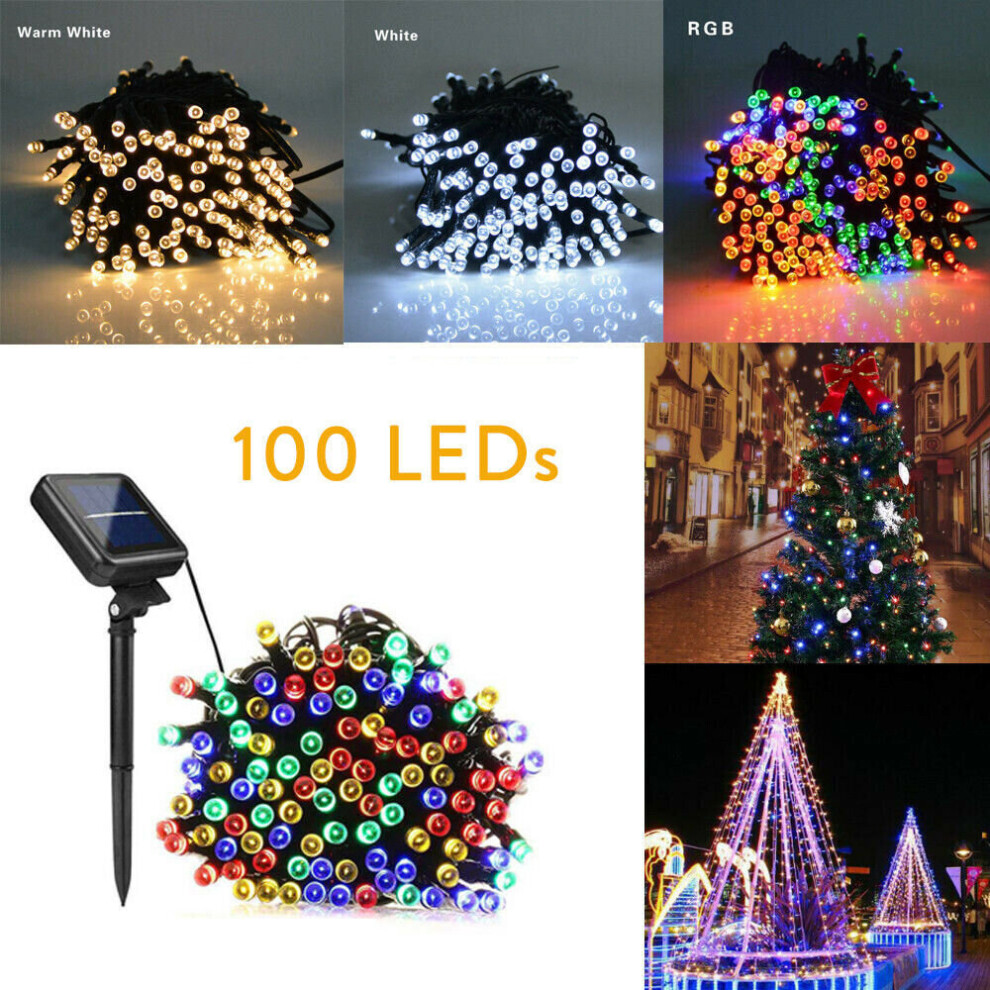 (Multicolour) 12M 100LEDs LED Solar Power Fairy String Light Outdoor Garden Party Wedding Xmas Decor Lamp