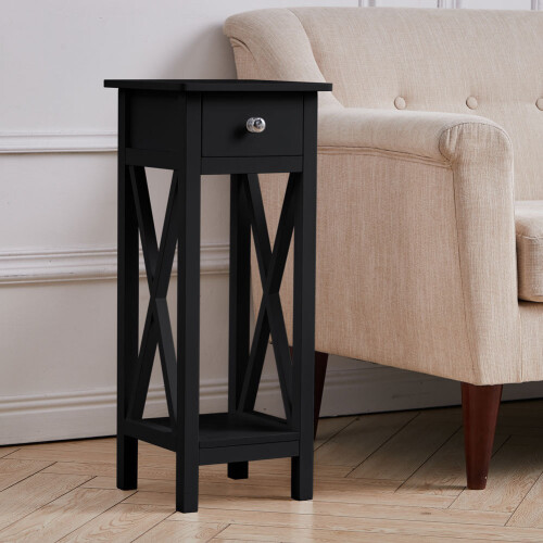 Living And Home Bedside Telephone Table Drawer Side Slim Tall Hallway End Table