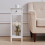Living And Home Wooden Bedside Table Slim Tall Console Table with Drawer White 2