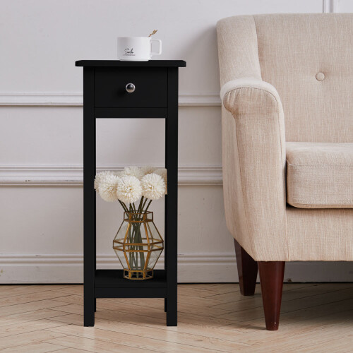 Living And Home Bedside Telephone Table Drawer Side Slim Tall Hallway End Table 1