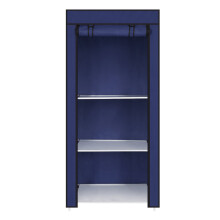 (Blue) Single Canvas Clothe Storage Wardrobe Cupboard