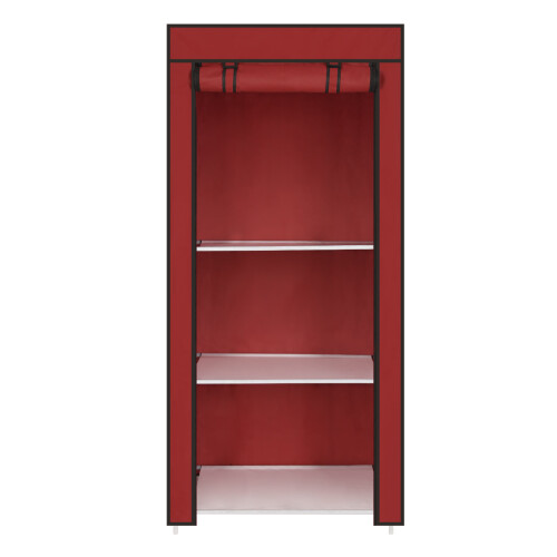 (Red) Single Canvas Clothe Storage Wardrobe Cupboard