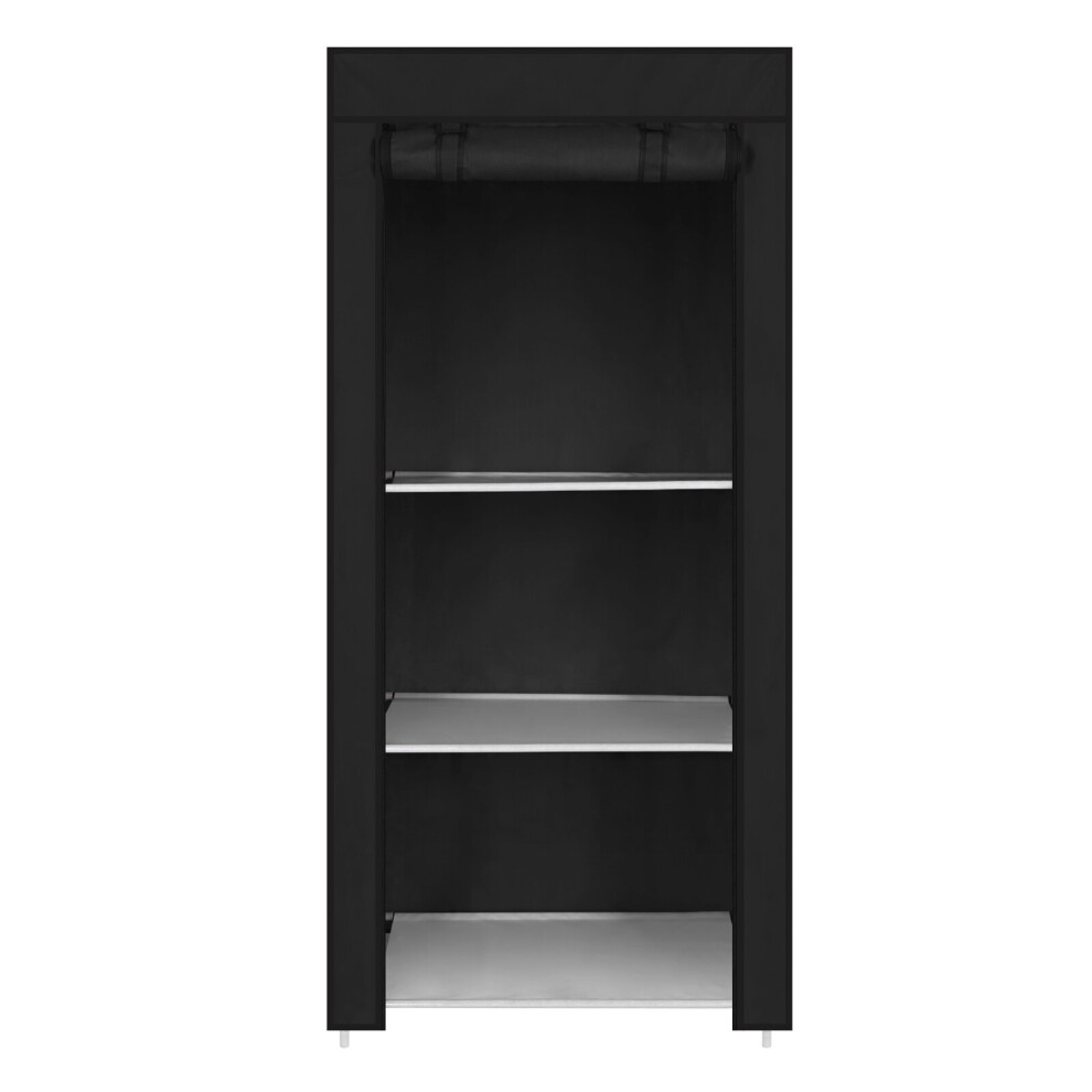 (Black) Single Canvas Clothe Storage Wardrobe Cupboard-image-OPC-P6ZFBQM-NEW