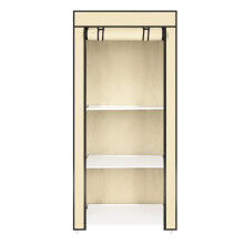(Cream) Single Canvas Clothe Storage Wardrobe Cupboard