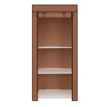 (Brown) Single Canvas Clothe Storage Wardrobe Cupboard