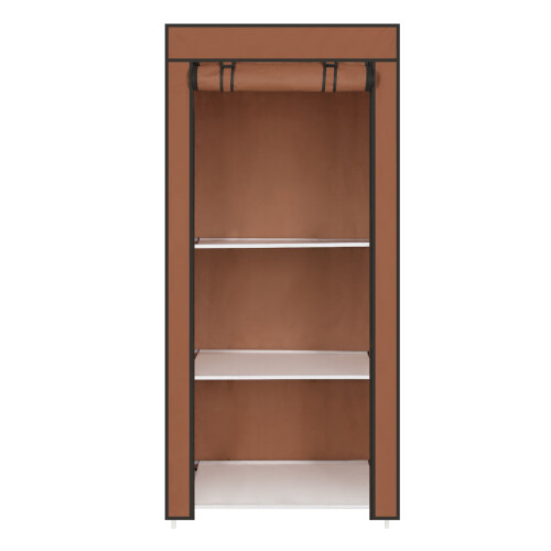 (Brown) Single Canvas Clothe Storage Wardrobe Cupboard