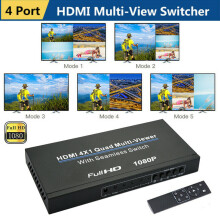 4x1 HDMI 4 Channel Quad Multi-Viewer PIP Split Screen Switch + Seamless Switcher