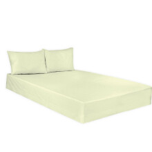(Cream, Pair of Pillowcase) Premium Quality T200 fitted Sheet 16inch/40cm Extra Deep Egyptian Cotton Vibrant Colours