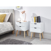 (White) Scandinavian Style - Pair of 2 Nyborg Bedsides