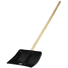 Plastic Snow Shovel Wooden Handle Snow Removing Scoop Heavy Duty Black