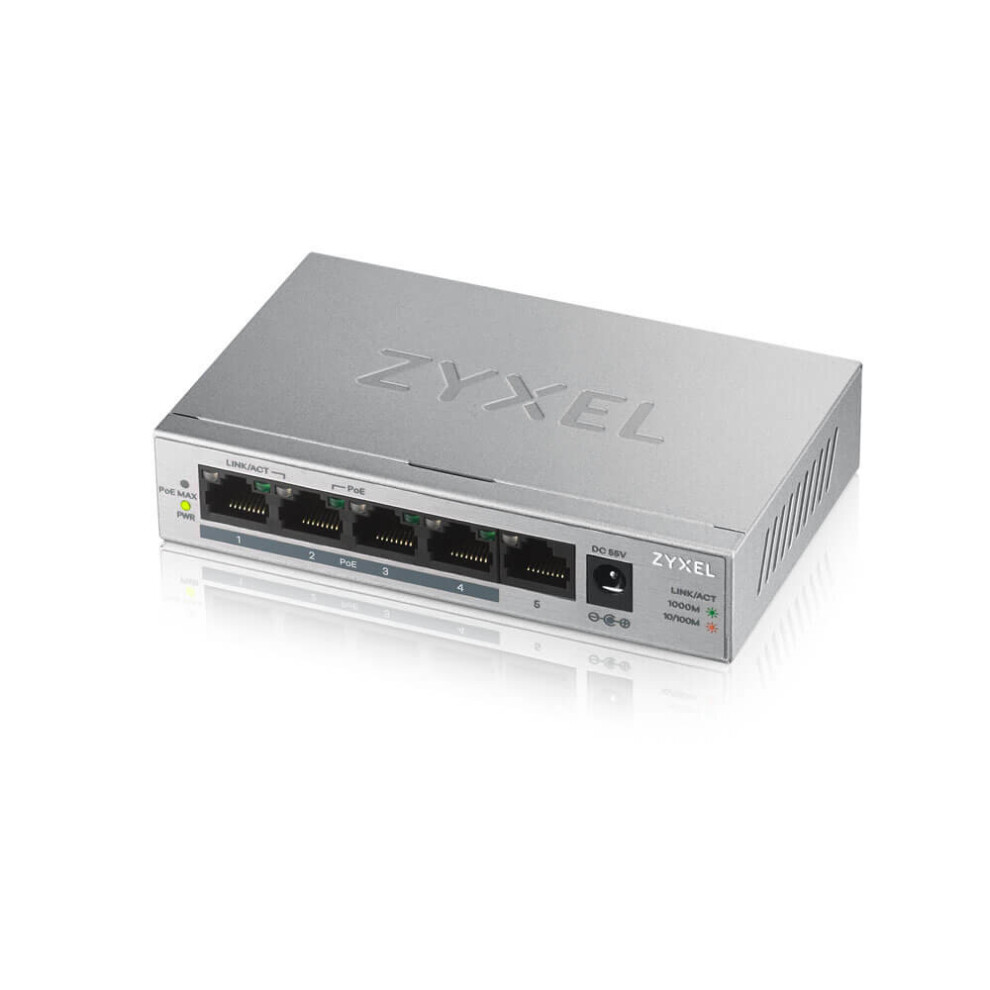 Zyxel Gs1005hp Unmanaged Gigabit Ethernet (10/100/1000) Power Over Ethernet (Poe) Silver 4718937603930