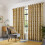 Skandi Eyelet Ring Top Curtains Fully Lined Weave Jacquard Ochre 46x54" 1