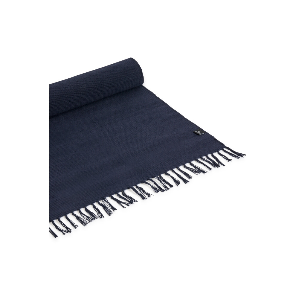 (Navy) Yoga Studio Organic Cotton Yoga Mat Rugs With Tassels