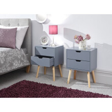 (Dark Grey) Scandinavian Style - Pair of 2 Nyborg Bedsides