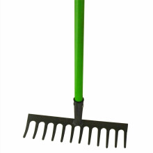 Garden Rake Strong Steel Shaft Rust Lightweight Comfort Handle 12Teeth