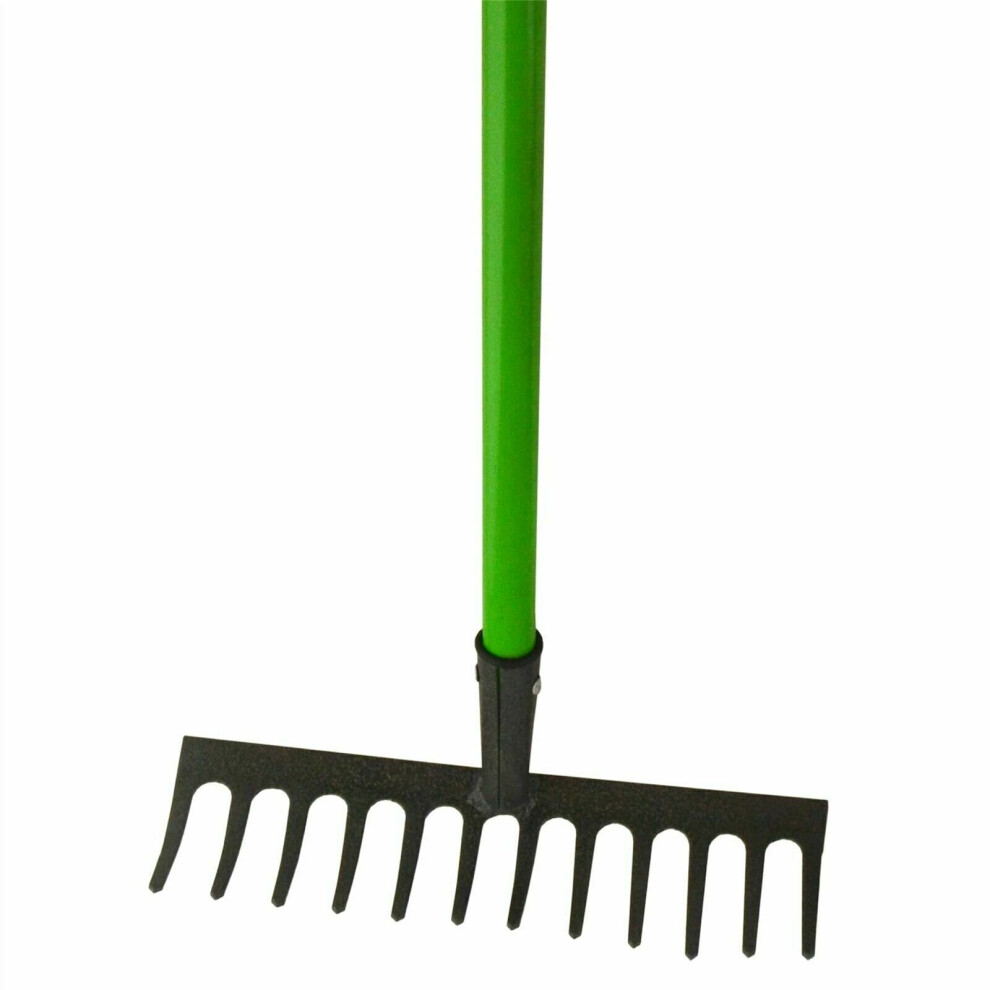 Caprican Garden Rake Strong Steel Shaft Rust Lightweight Comfort Handle 12Teeth