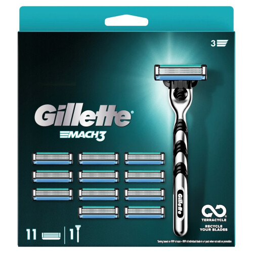 Gillette Πακέτο ξυραφιού Gillette Mach 3 με 11 λεπίδες 1