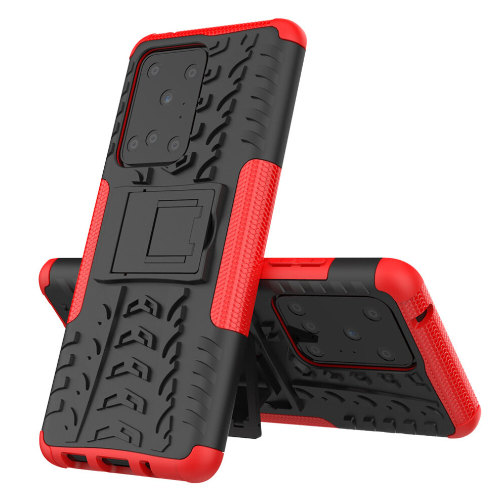 (Galaxy S20 Ultra, Red) Slim Armour Shockproof Case Cover Stand for Samsung Galaxy S20 SERIES