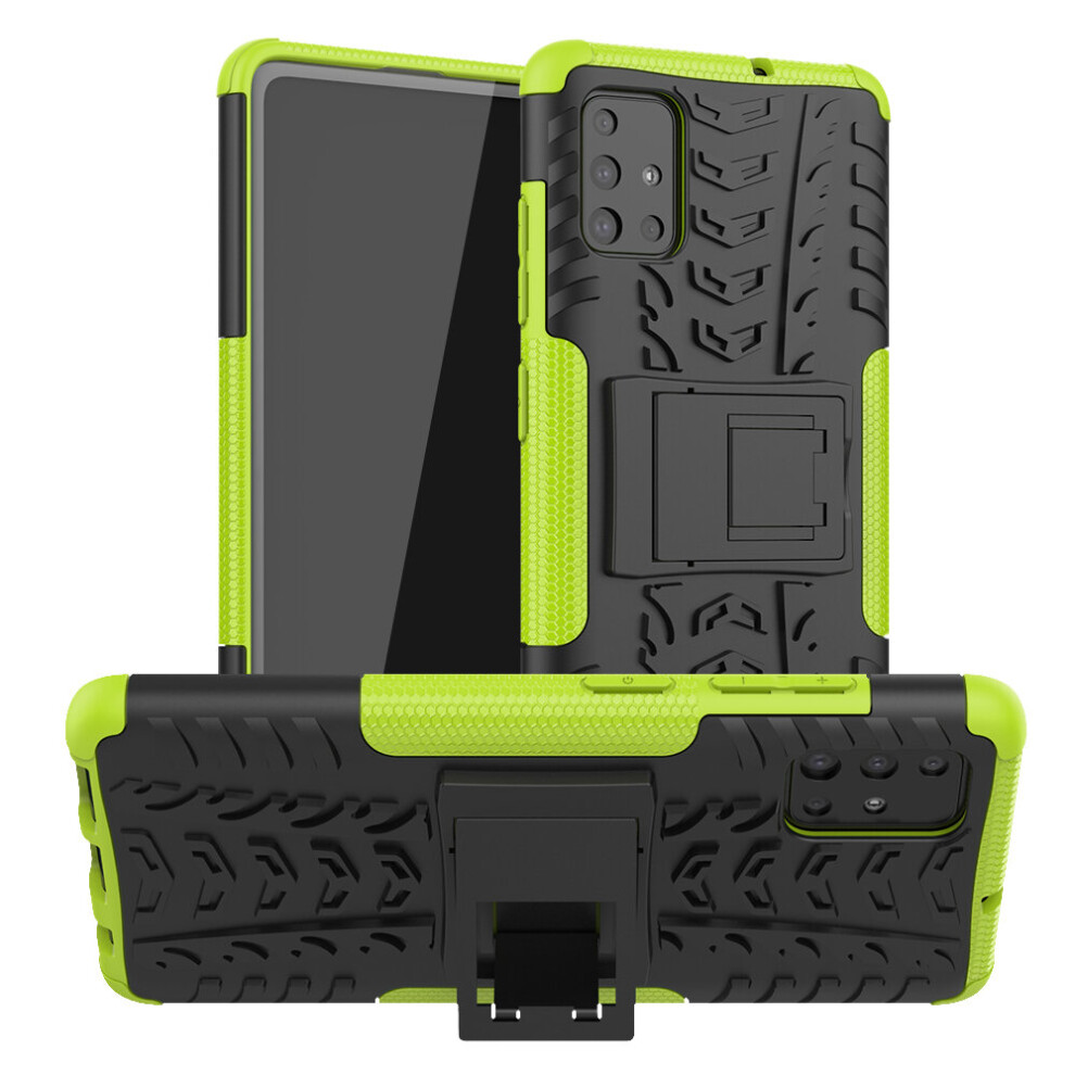 (Green) Slim Armour Shockproof Case Cover Stand + LCD Guard for Samsung Galaxy A51