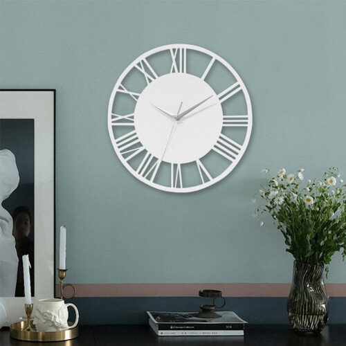 Living And Home 30CM Large Roman Numerals Open Round Wall Clock 2