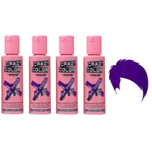 Crazy Color Hair Dye 100ml - Hot Purple x4