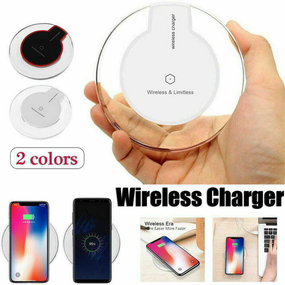 (White) Qi Wireless Charging Pad Charger For Android Samsung S8 S9 S10