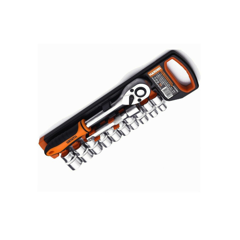 Harden 510016 Ratchet Socket Set 12 Pcs, 1/2" Drive Reversible Ratchet 6959820800038
