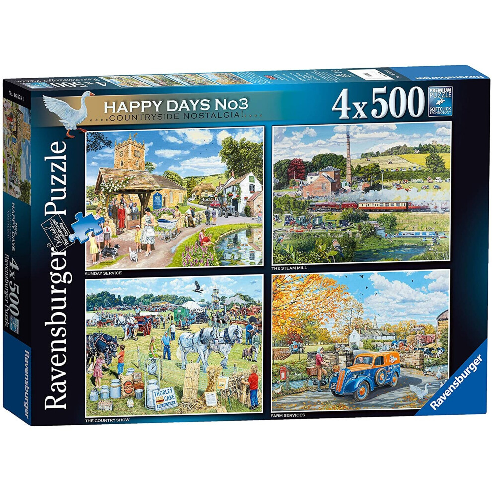 Ravensburger Happy Days No.3 Countryside Nostalgia 4X 500 Piece Jigsaw Puzzles