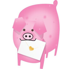 Piggy 3D Special Delivery Animal Greeting Card Blank Own Message Cards