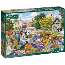 Jumbo Falcon de Luxe Village Church Car Boot Sale 500 Piece Jigsaw Puzzle