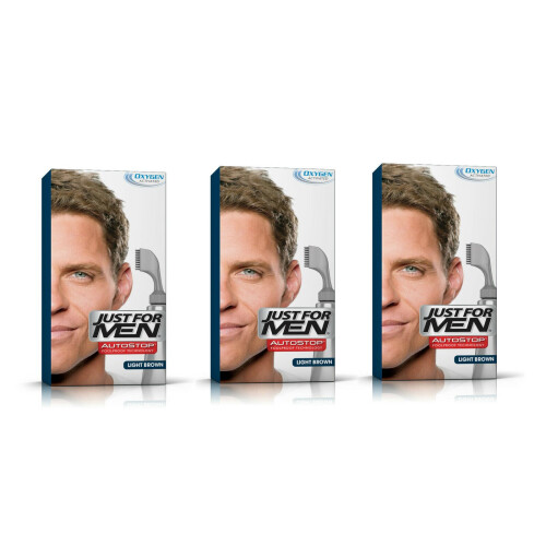 Just For Men Just For Men AutoStop Mens Hair Colour Dye Auto Stop LIGHT BROWN X3