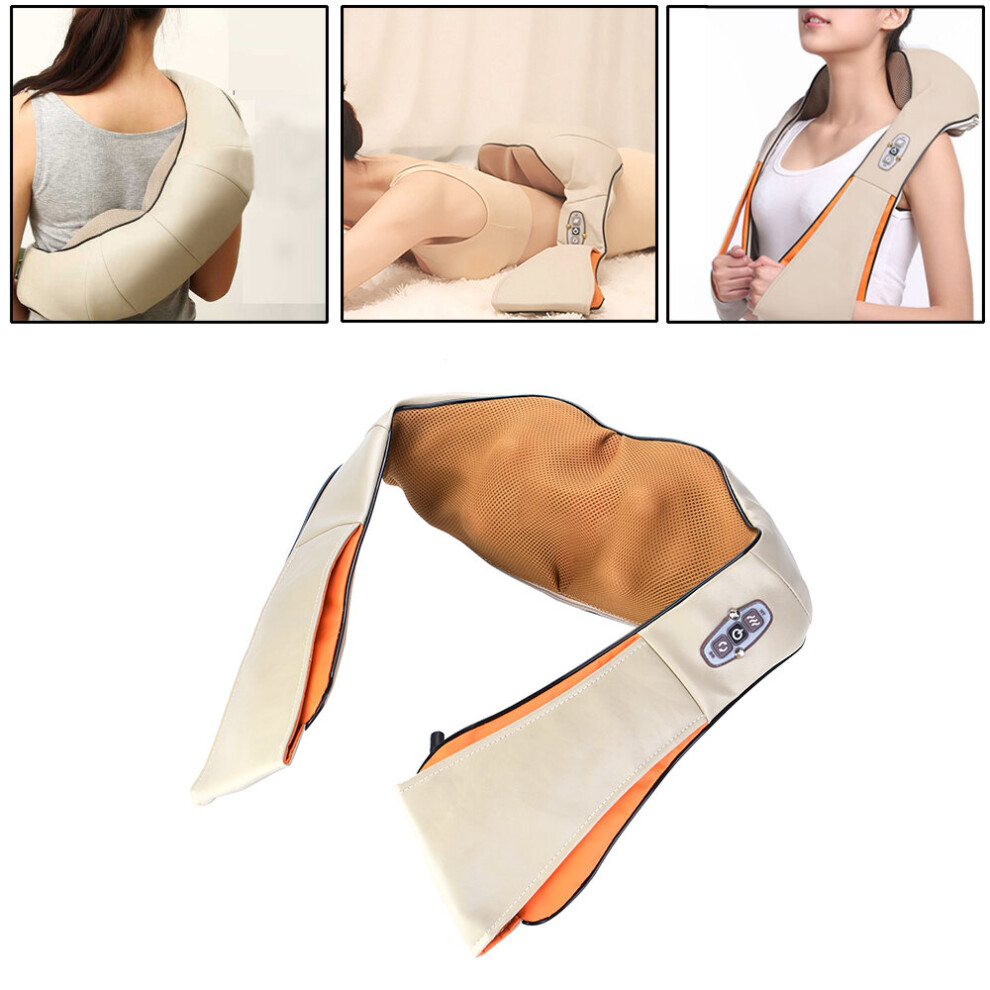 White Neck Electric Shoulder Massager Back Massage Shiatsu Kneading Pain Relief Heat