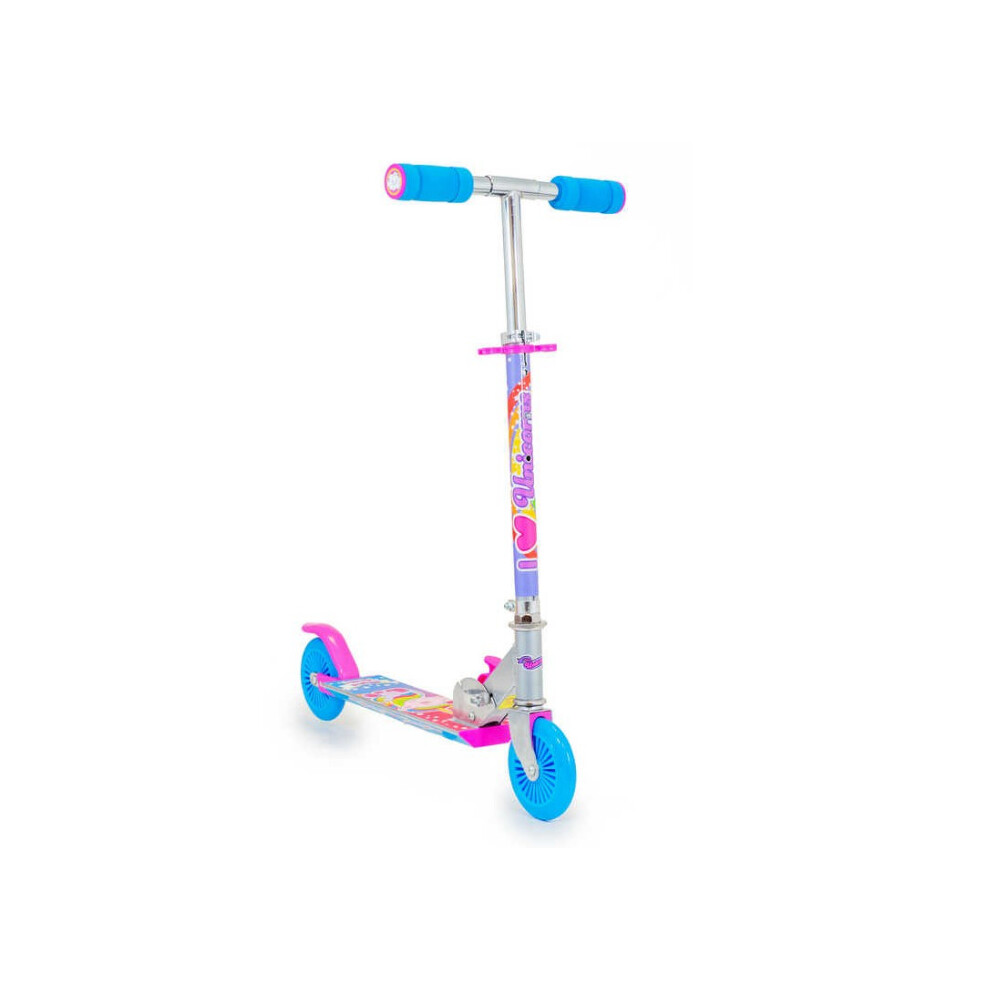 Ozbozz Blue & Pink Unicorn Push Foldable Scooter Boys & Girls Kids Toy Gift