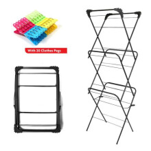 DGI 3 tier folding metal 12m indoor & outdoor clothes dryer Plus 20Pegs -Black