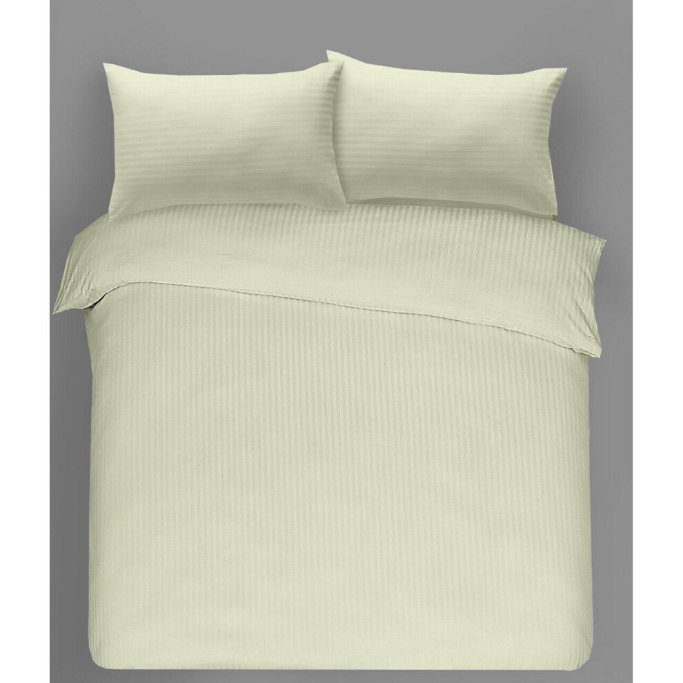 (Cream, King) Luxury TC300 Satin Stripes Duvet/Quilt Cover Bedding Set Soft & Comfy 100% Egyptian Cotton Fabric.