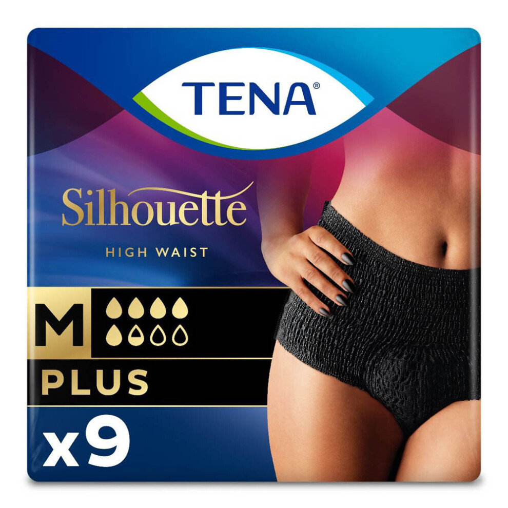 TENA Silhouette Plus High Waist Noir Medium (1010ml) 9 Pack Incontinence Protection