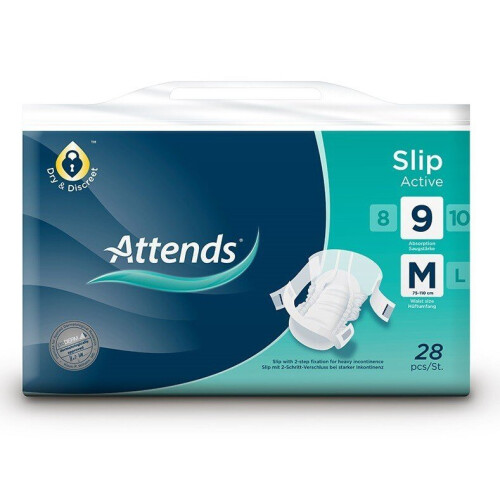 Attends Attends Slip Active 9 Medium (2100ml) 28 Pack Incontinence Protection 1