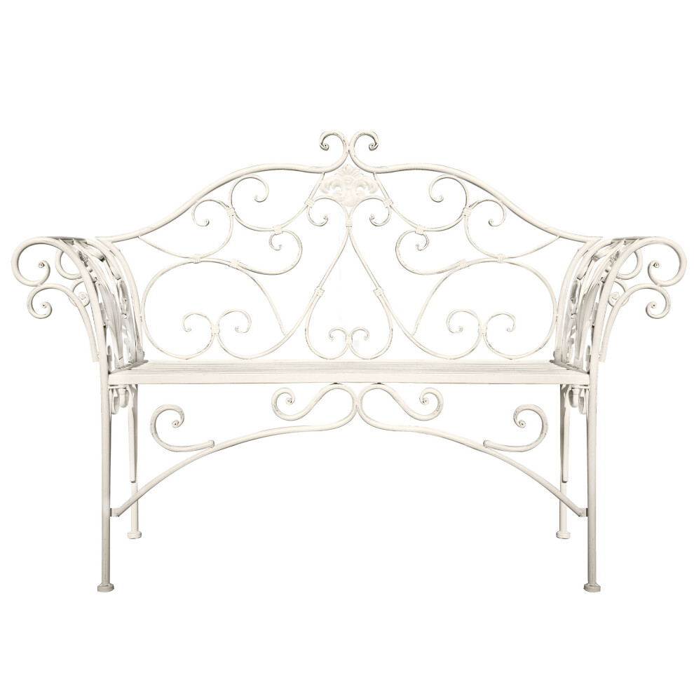 (Geneva) GlamHaus Metal Garden Patio Furniture Bench