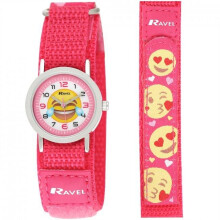 Ravel Unisex hook and loop Emoji Watch Blue/Pink R1507.58