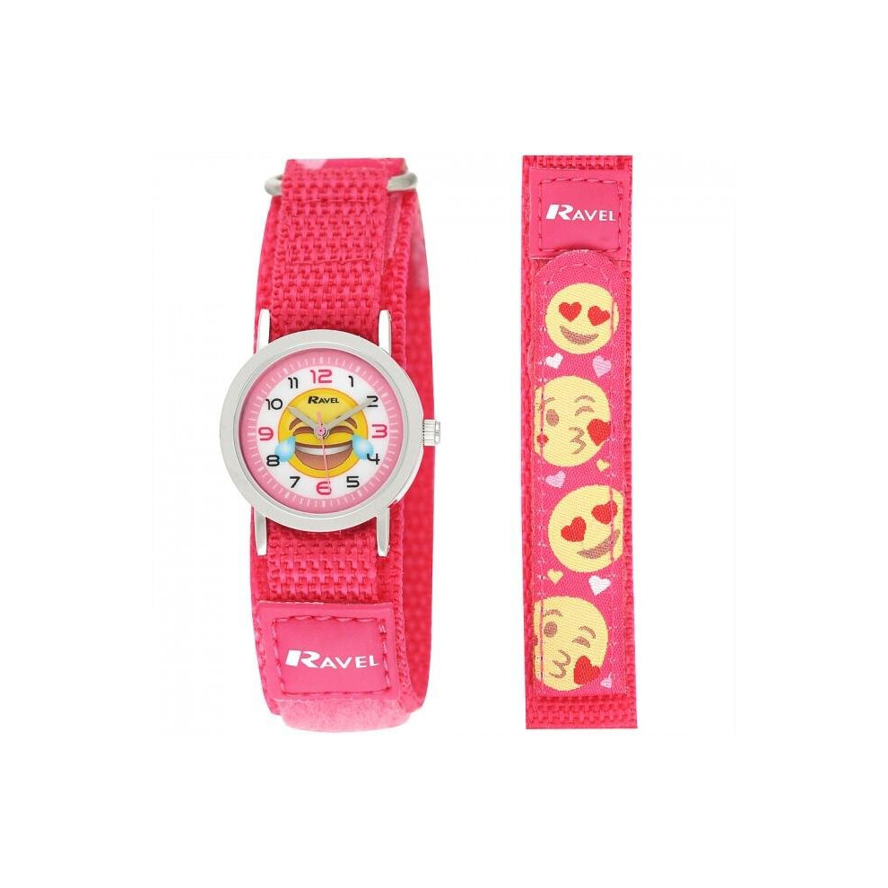 Ravel Unisex Hook And Loop Emoji Watch Blue/Pink R1507.58 Multicoloured