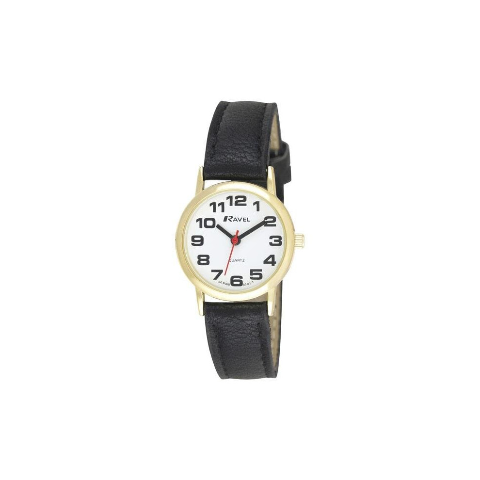 Ravel Ladies Classic Strap Watch Black / Gold / White R0105.05.2A