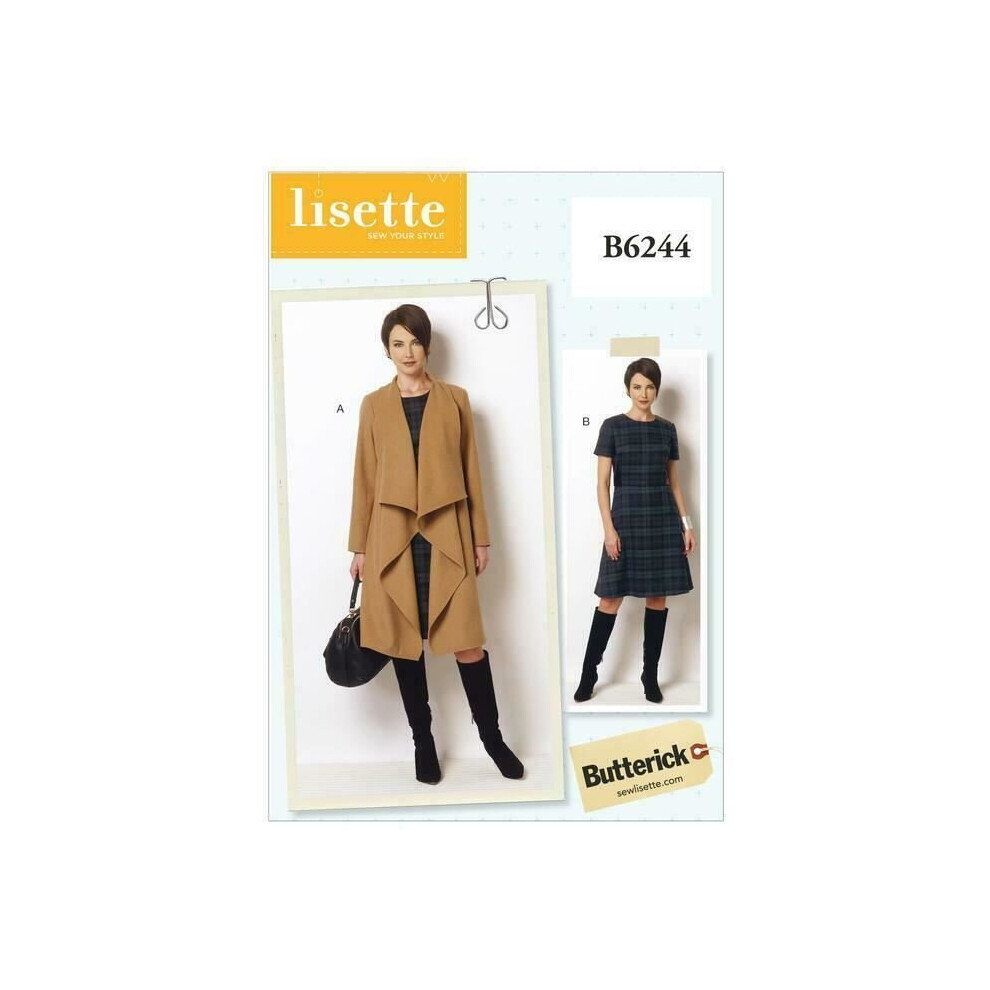 Butterick Sewing Pattern 6244 Misses Ladies Draped Coat Dress 18W-24W Uncut