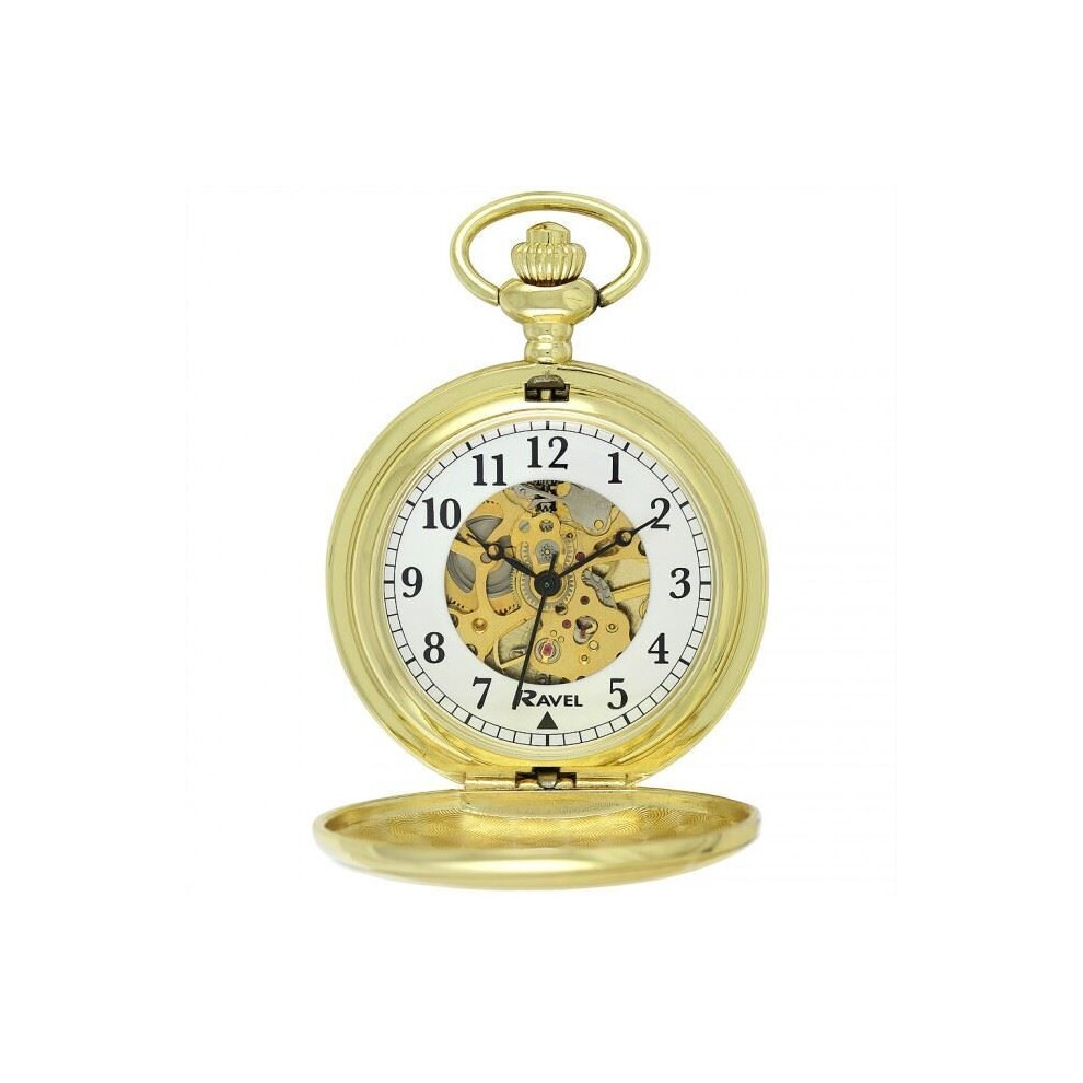 Ravel Polished Mechanical Pocket Watch Gold R1001.17